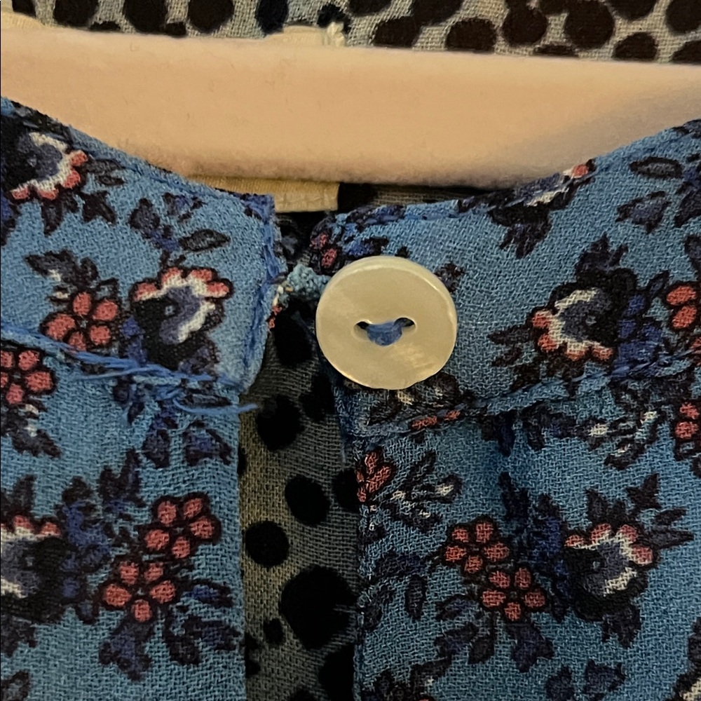 LOGO Mixed Media Blue Patterned Topper w/Dramatic Dolman Sleeves-Sharkbite Hem - Picture 3 of 12